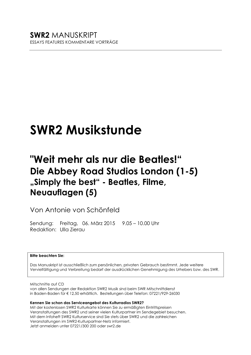 SWR2 Musikstunde