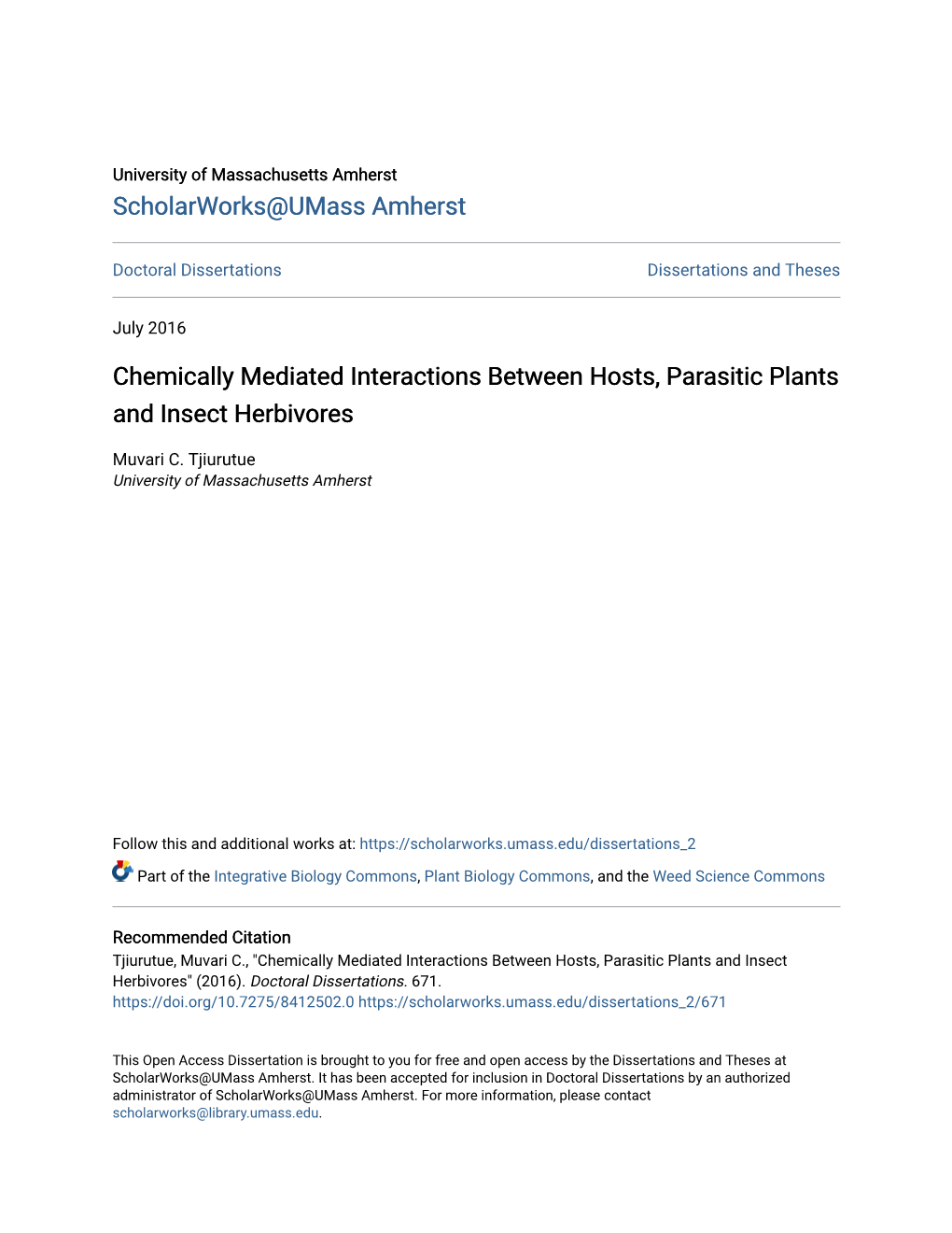 Chemically Mediated Interactions Between Hosts, Parasitic Plants and Insect Herbivores