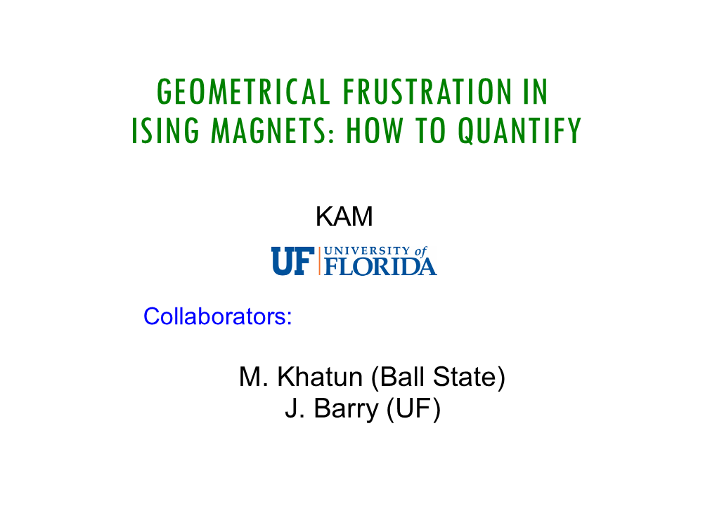 Geometrical Frustration in Ising Magnets