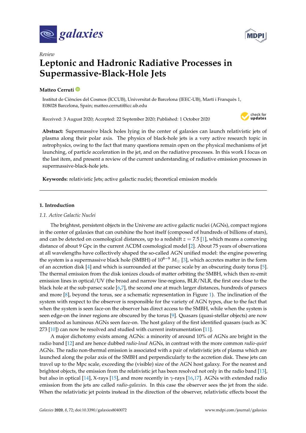 Leptonic and Hadronic Radiative Processes in Supermassive-Black-Hole Jets