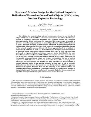 Spacecraft Mission Design for the Optimal Impulsive Deflection of Hazardous Near-Earth Objects (Neos) Using Nuclear Explosive Technology