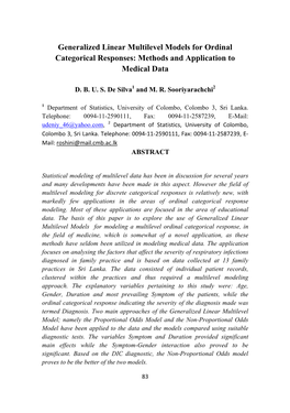 Generalized Linear Multilevel Models for Ordinal Categorical Responses: Methods and Application to Medical Data