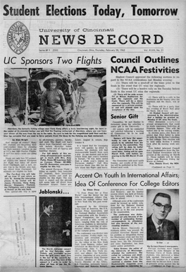 University of Cincinnati News Record. Thursday, February 28, 1963. Vol