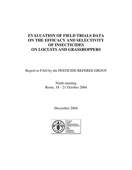 Evaluation of Field Trials Data on the Efficacy and Selectivity of Insecticides on Locusts and Grasshoppers