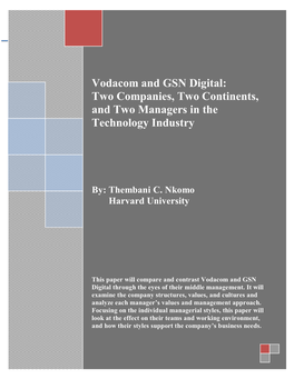 Vodacom and GSN Digital: Two Companies, Two Continents, and Two Managers in the Technology Industry