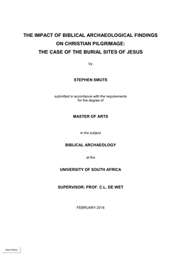 The Impact of Biblical Archaeological Findings on Christian Pilgrimage: the Case of the Burial Sites of Jesus