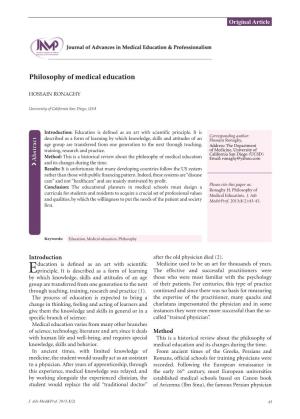 Philosophy of Medical Education