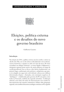Eleições, Política Externa E Os Desafios Do Novo Governo Brasileiro