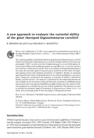 Of the Giant Theropod Giganotosaurus Carolinii