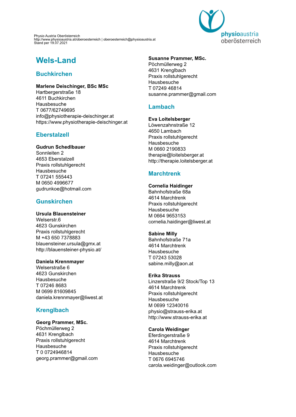 Freiberuflichen Liste Wels (Land)