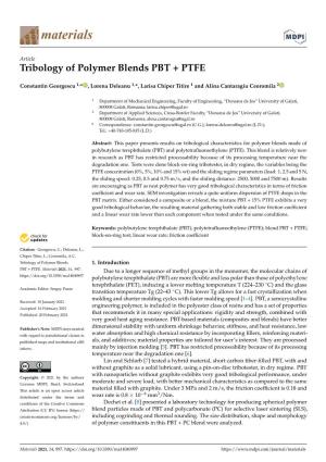 Tribology of Polymer Blends PBT + PTFE