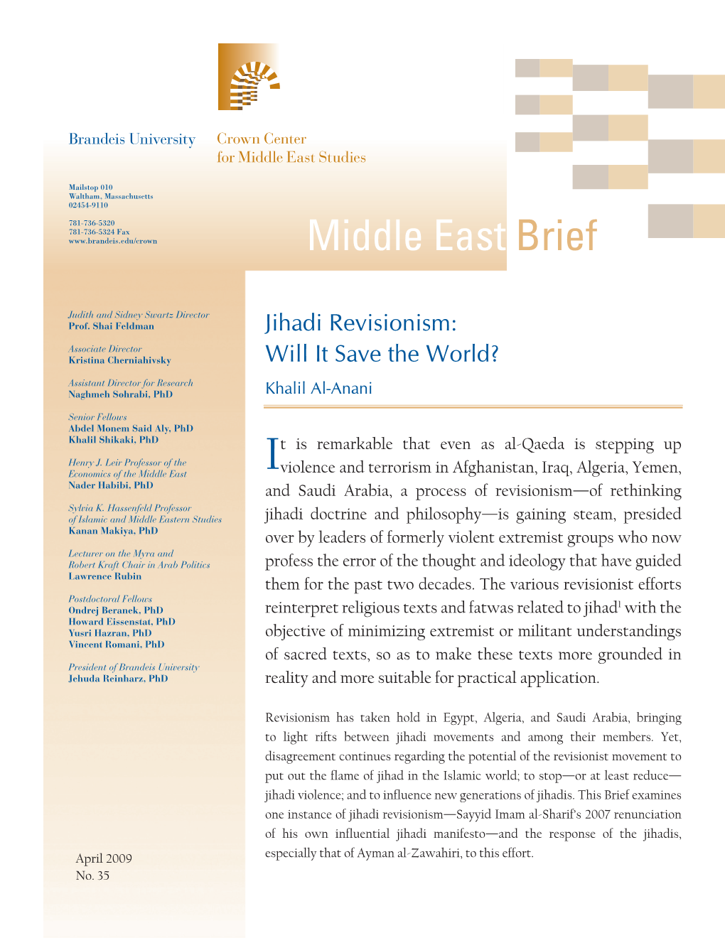 Middle East Brief 35