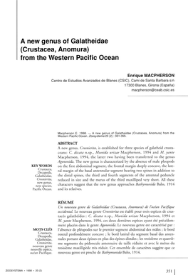 (Crustacea, Anomura) from the Western Pacific Océan