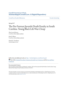 The Pre-Furman Juvenile Death Penalty