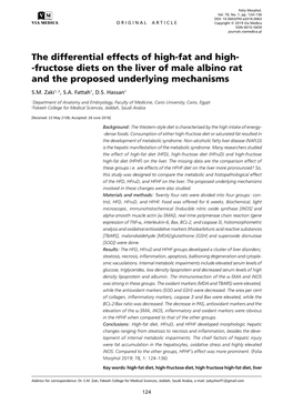 Fructose Diets on the Liver of Male Albino Rat and the Proposed Underlying Mechanisms S.M