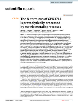 The N-Terminus of GPR37L1 Is Proteolytically Processed by Matrix