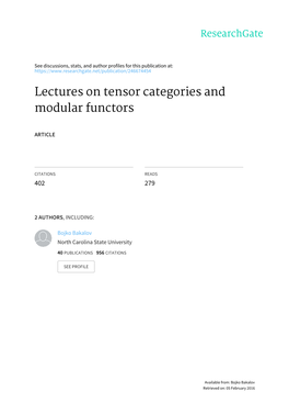 Lectures on Tensor Categories and Modular Functors