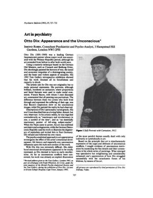 Art in Psychiatry Otto Dix:Appearance and the Unconscious
