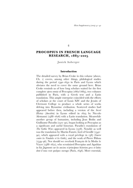 Procopius in French Language Research, 1885–2005
