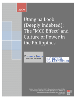 Utang Na Loob (Deeply Indebted): the “MCC Effect” and Culture of Power in the Philippines