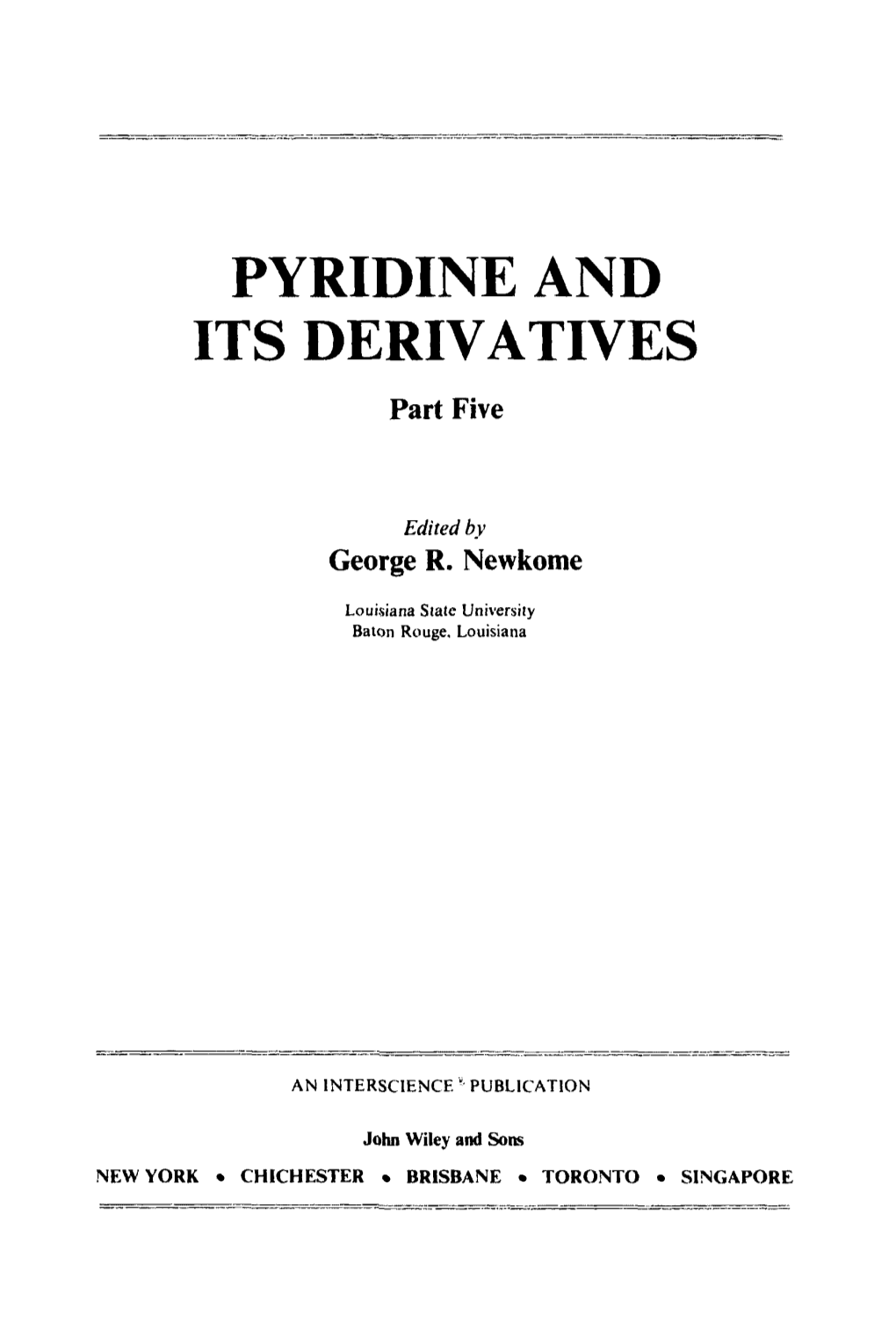 PYRIDINE and ITS DERIVATIVES Part Five