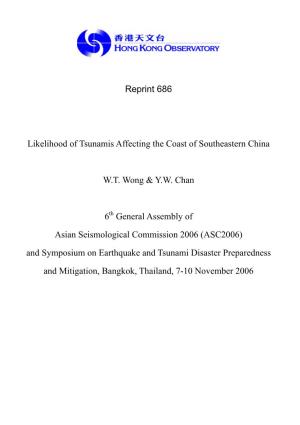 Reprint 686 Likelihood of Tsunamis Affecting