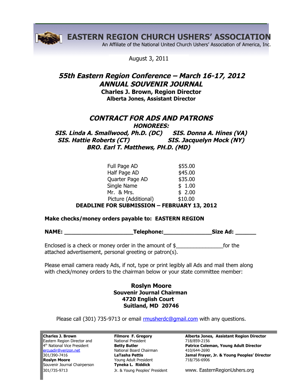 55Th Eastern Region Conference March 16-17, 2012