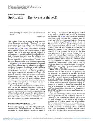 Spirituality — the Psyche Or the Soul?
