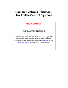 Communications Handbook for Traffic Control Systems
