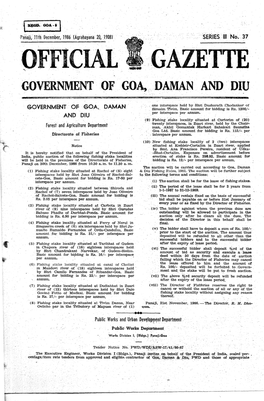Gazette Government of Goa, ,Daman And' Diu