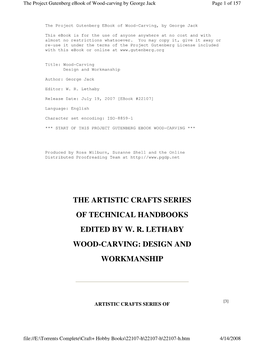 The Artistic Crafts Series of Technical Handbooks Edited by W
