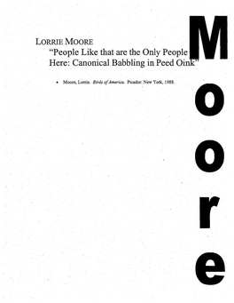 LORRIE MOORE "People Like That Are the Only People Here: Canonical
