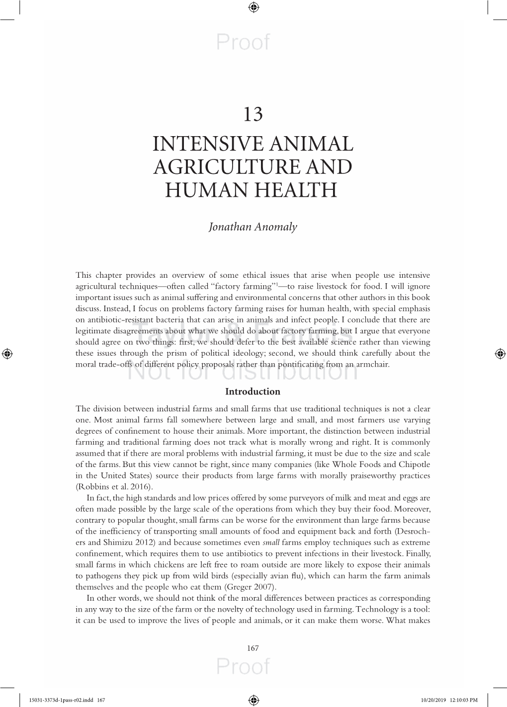 13 Intensive Animal Agriculture and Human Health