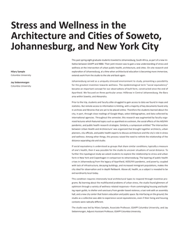 Stress and Wellness in the Architecture and Ci Es of Soweto