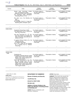 Federal Register/Vol. 85, No. 109/Friday, June 5, 2020/Rules And