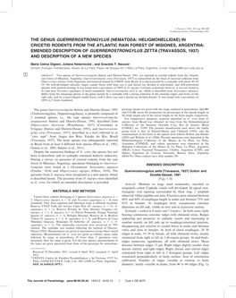 The Genus Guerrerostrongylus (Nematoda: Heligmonellidae)