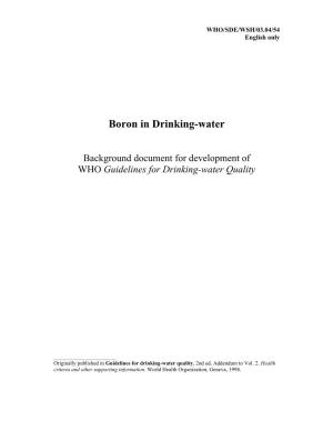 Boron in Drinking-Water