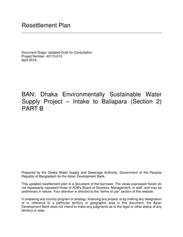 42173-013: Dhaka Environmentally Sustainable Water Supply Project