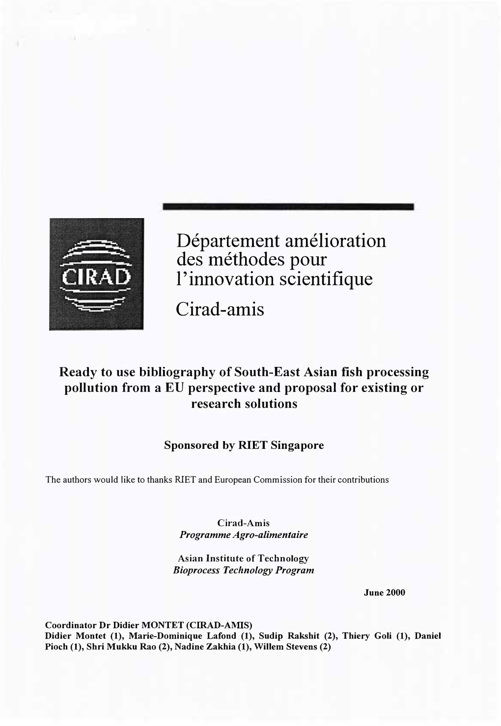 Département Amélioration Des Méthodes Pour L'innovation Scientifique Cirad-Amis