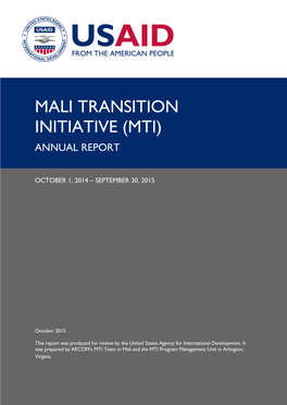 Mali Transition Initiative (Mti) Annual Report