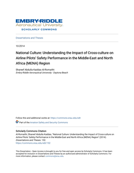Understanding the Impact of Cross-Culture on Airline Pilots' Safety Performance in the Middle-East and North Africa (MENA) Region