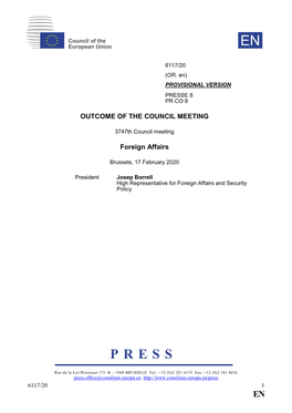Outcome of the Council Meeting