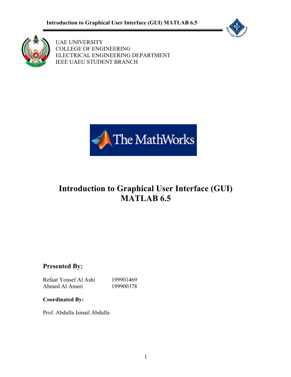 Introduction to Graphical User Interface (GUI) MATLAB 6.5