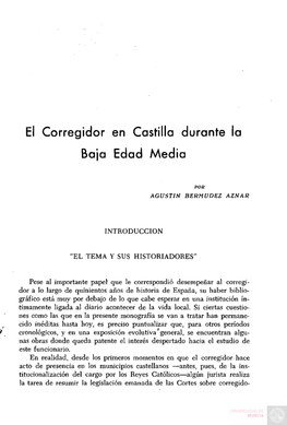 El Corregidor En Castillo Durante La Baja Edad Media