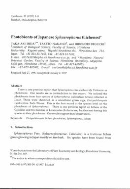 Photobionts of Japanese Sphaerophorus (Lichenes)"