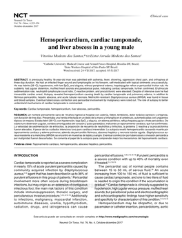 Hemopericardium, Cardiac Tamponade, and Liver Abscess in a Young Male Vitorino Modesto Dos Santos,* Lister Arruda Modesto Dos Santos‡