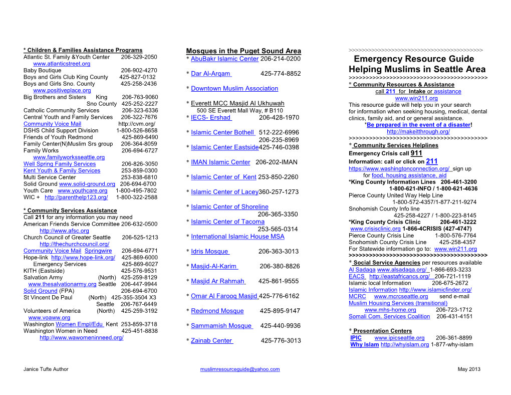 Mosques in the Seattle Area