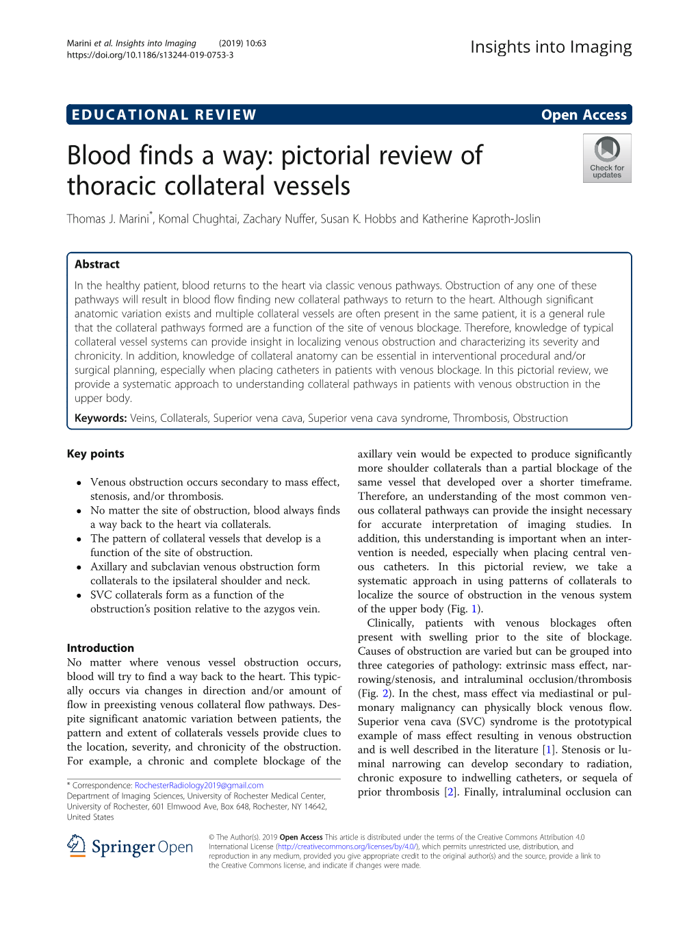 Blood Finds a Way: Pictorial Review of Thoracic Collateral Vessels Thomas J