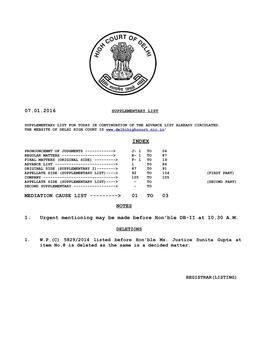 07.01.2016 Mediation Cause List