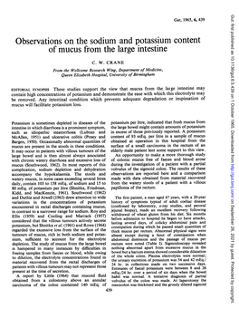 Observations on the Sodium and Potassium Content of Mucus from the Large Intestine